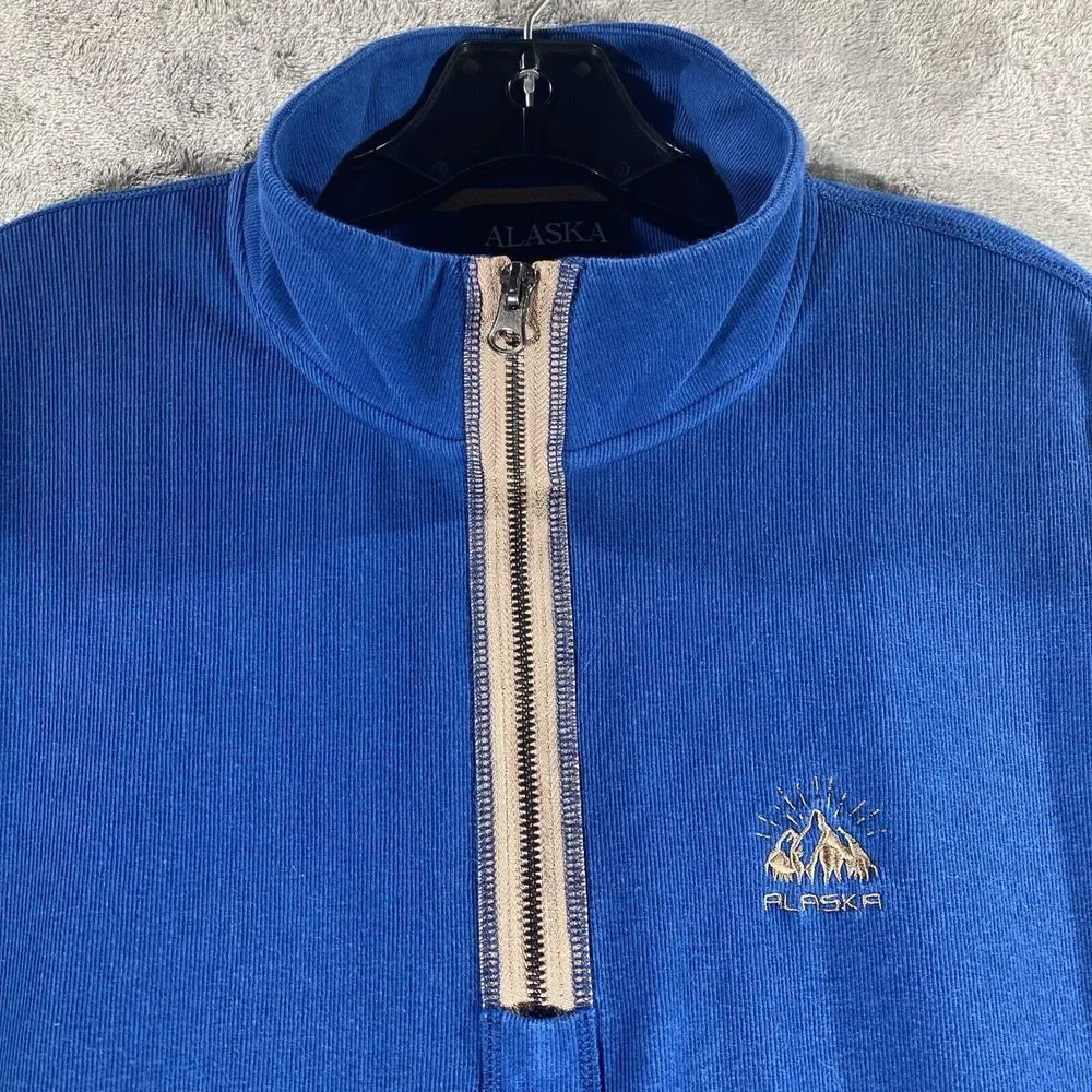 Alaska 1/4 Zip Pullover‎ Sweatshirt Men's Size XL Blue